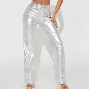 Metallic Wide Leg Pants